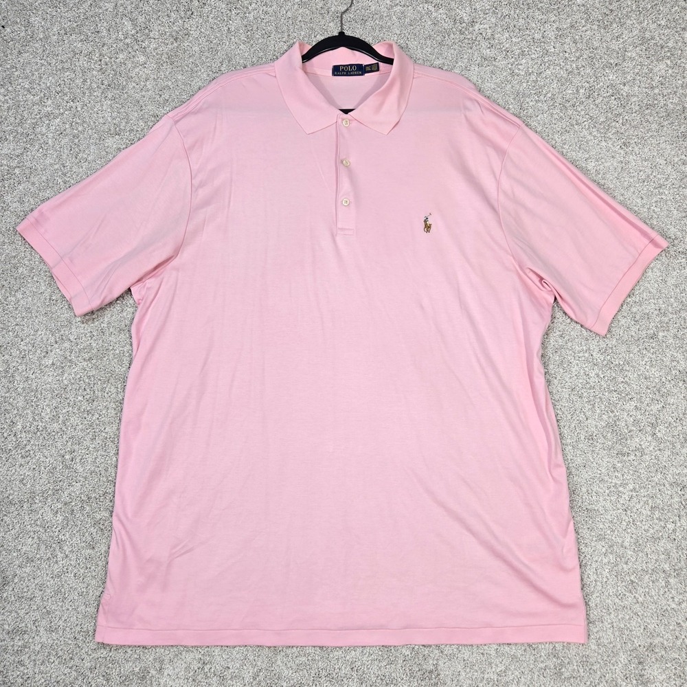 Polo Ralph Lauren Short Sleeve Polo Shirt Men's 2XLT Pink Cotton Natural stretch